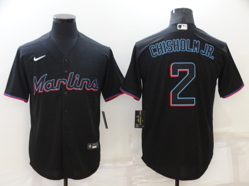 2022 Men Miami Marlins #2 Chisholm jr black game Nike MLB Jersey->denver broncos->NFL Jersey